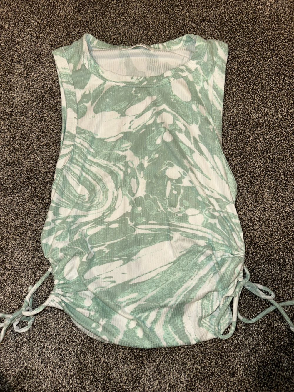 White and green swirl tank